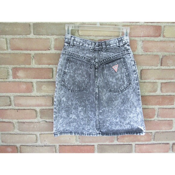 GEORGES MARCIANO for GUESS? Acid Wash Denim Skirt Size 27 Retro Vintage Punk - Picture 4 of 11
